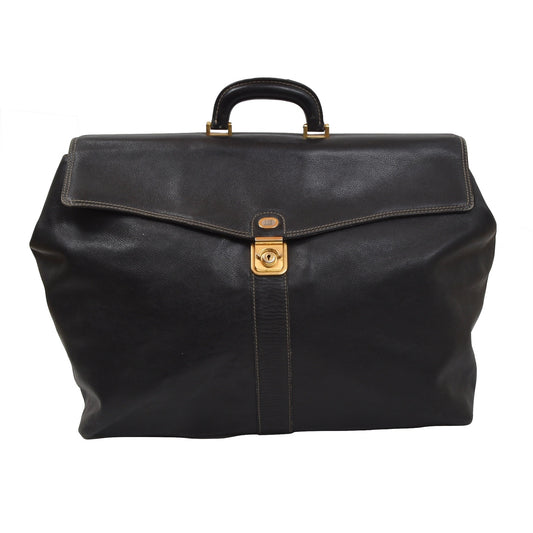 Dunhill Leather Weekender/Doctor Bag - Black