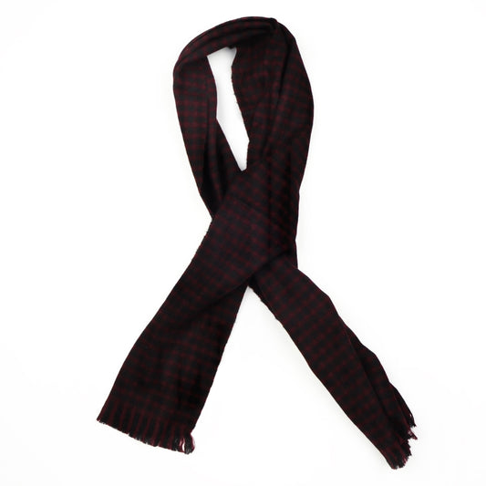Plaid Wool Scarf by George Harrisons - Black & Bordeaux