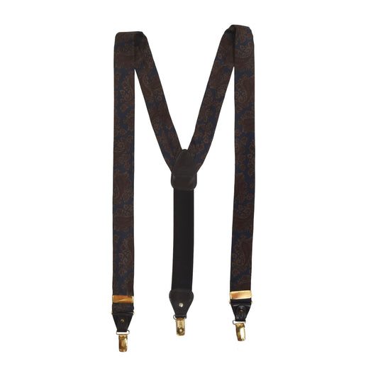 Regent Belt Company Silk Braces/Suspenders - Navy Paisley