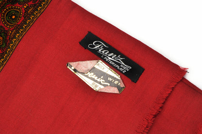 Challis-Kleiderschal aus Wolle - Rotes und grünes Medaillon