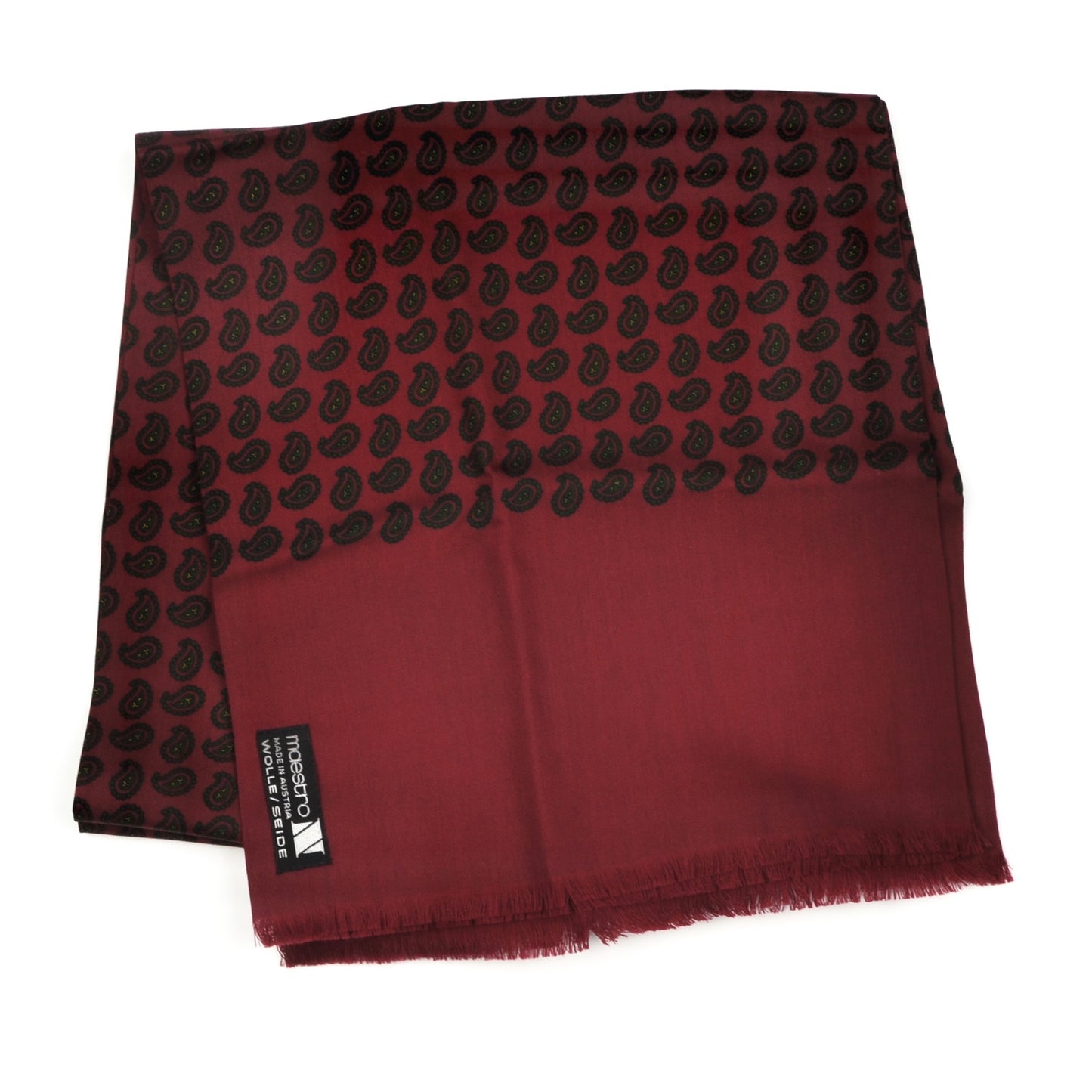 Wool & Silk Challis Paisley Dress Scarf - Bordeaux