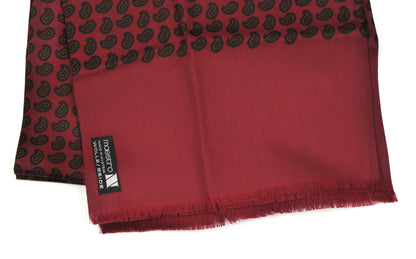 Wool & Silk Challis Paisley Dress Scarf - Bordeaux