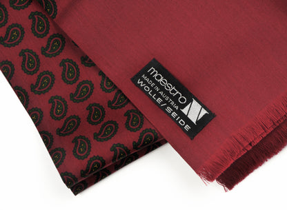 Wool & Silk Challis Paisley Dress Scarf - Bordeaux