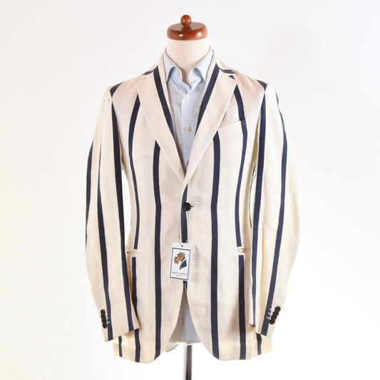 Etro Milano Linen/Cotton Boating Jacket Size 46 - Cream/Navy Blue