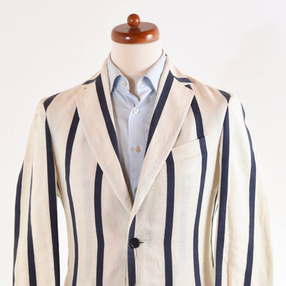 Etro Milano Linen/Cotton Boating Jacket Size 46 - Cream/Navy Blue