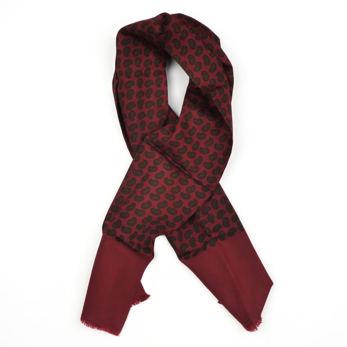 Wool & Silk Challis Paisley Dress Scarf - Bordeaux