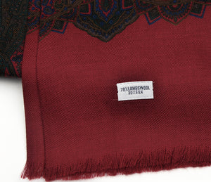 Challis Blumen-Paisley-Kleiderschal aus Wolle und Seide von PC Leschka - Rot