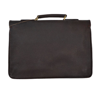 Scotch/Pebble Grain Leather Soft-Sided Briefcase - Brown