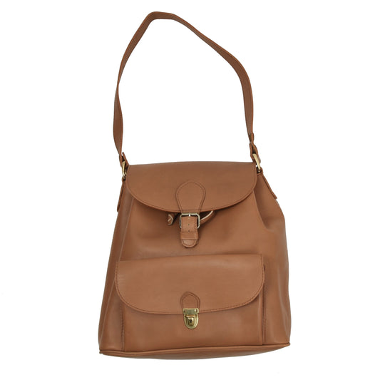 Vintage Leather Shoulder Bag - Tan