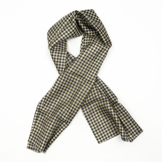 Silk Houndstooth Dress Scarf by E. Braun & Co. - Cream & Black