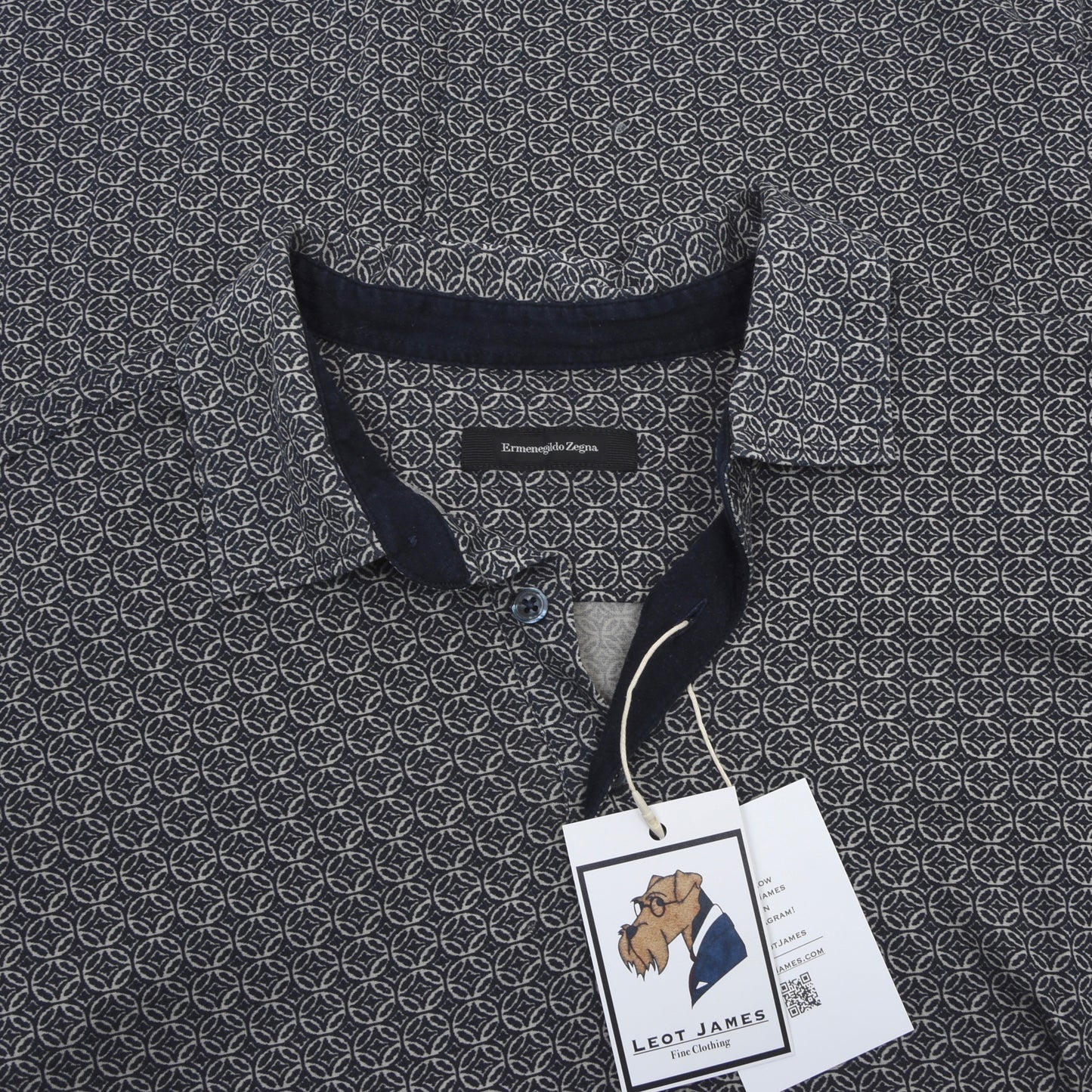 Ermenegildo Zegna Polo Shirt Size 54/XL ca. 56cm - Medallion Print