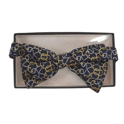 Printed Silk Bow Tie - Navy