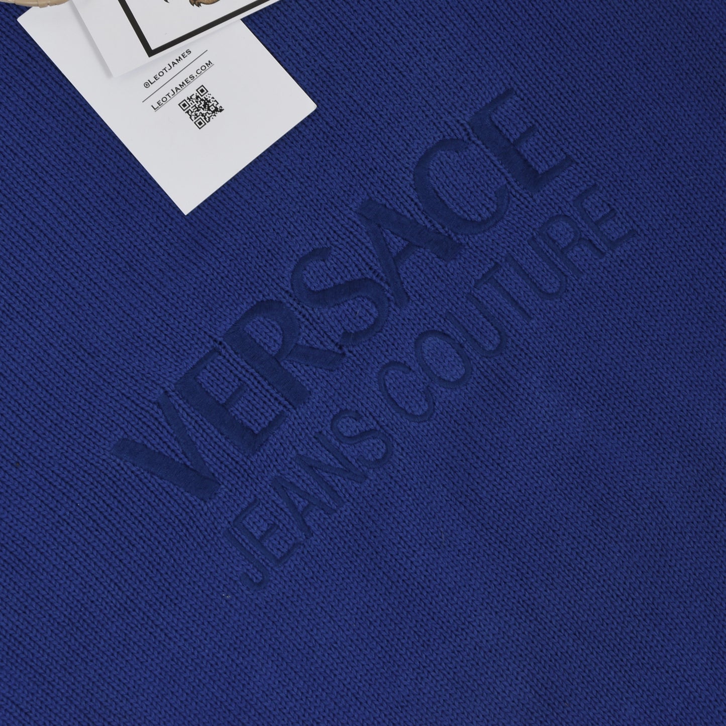 Vintage Versace Jeans Couture Baumwollpullover bestickt Größe XXL - blau