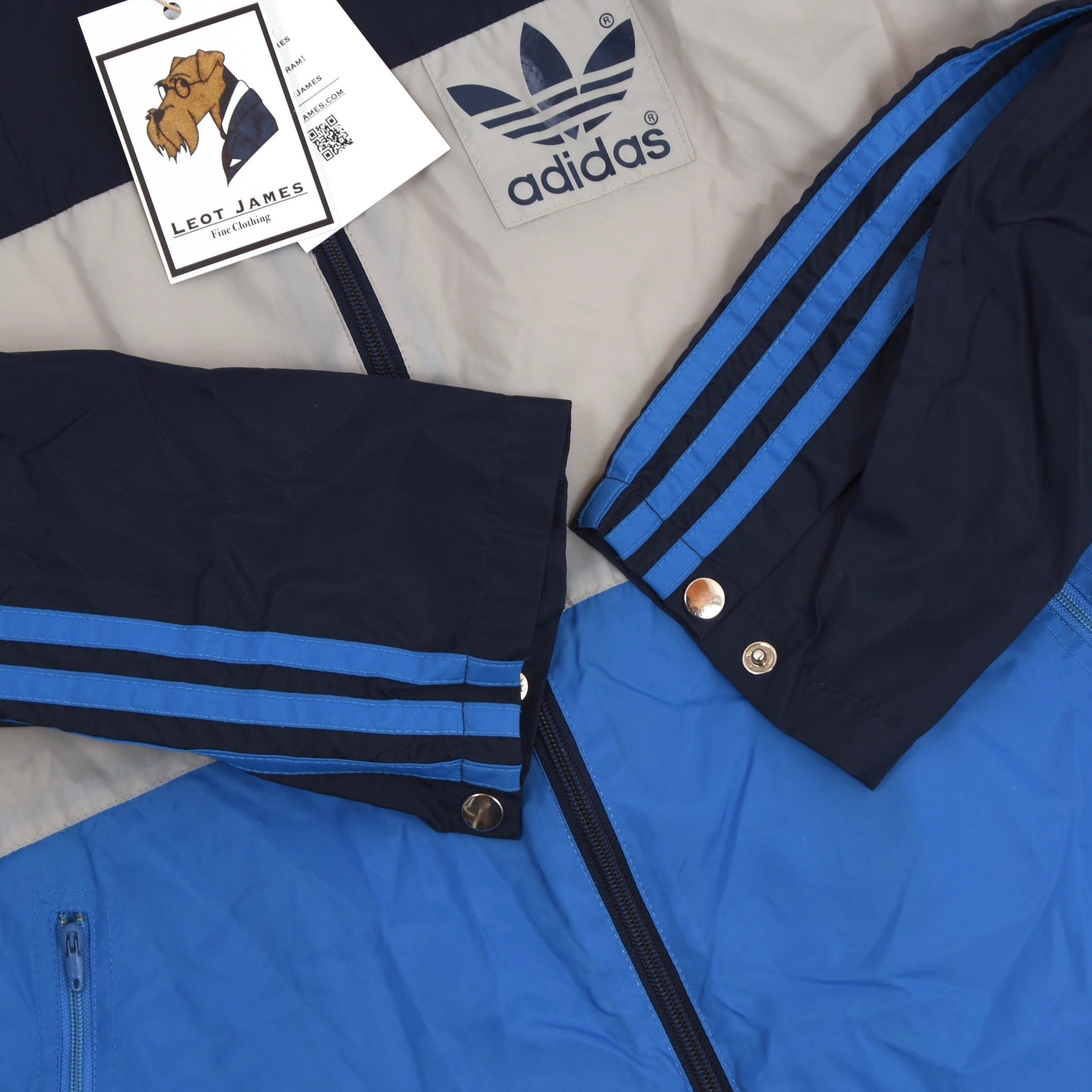 Vintage '80s Adidas Nylon Rain Jacket - Blue Color Blocked – Leot