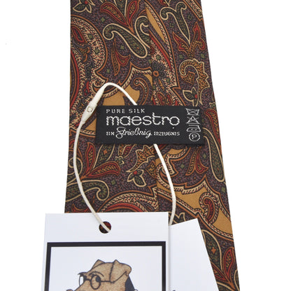 Maestro Ancient Madder Silk Tie - Mustard Paisley