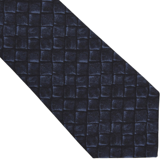 Bottega Veneta Bedruckte Seidenkrawatte - Navy/Schwarz