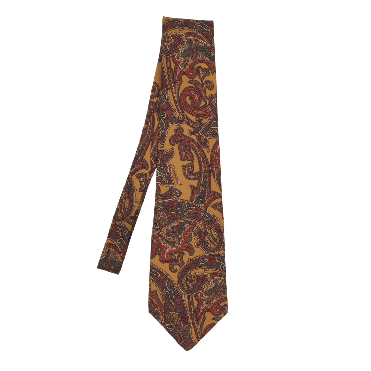 Maestro Ancient Madder Silk Tie - Mustard Paisley