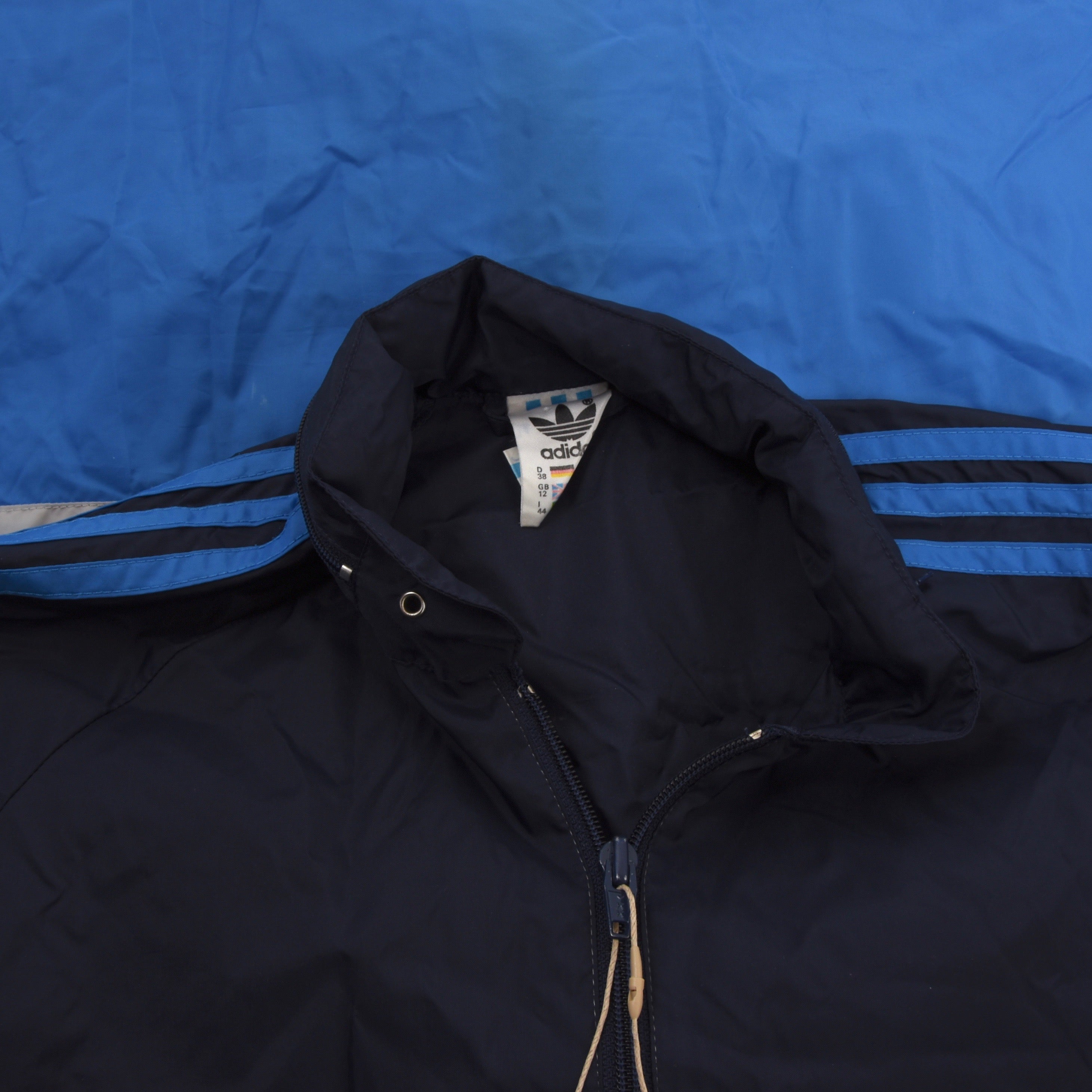 Vintage '80s Adidas Nylon Rain Jacket - Blue Color Blocked – Leot James