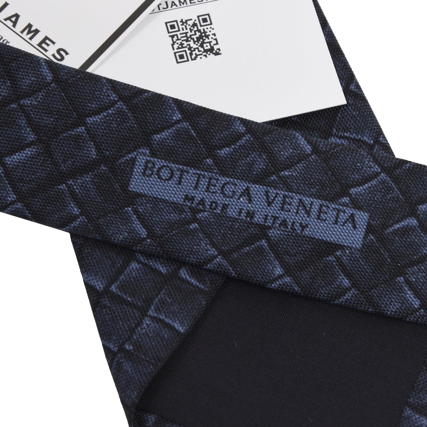 Bottega Veneta Printed Silk Tie - Navy/Black