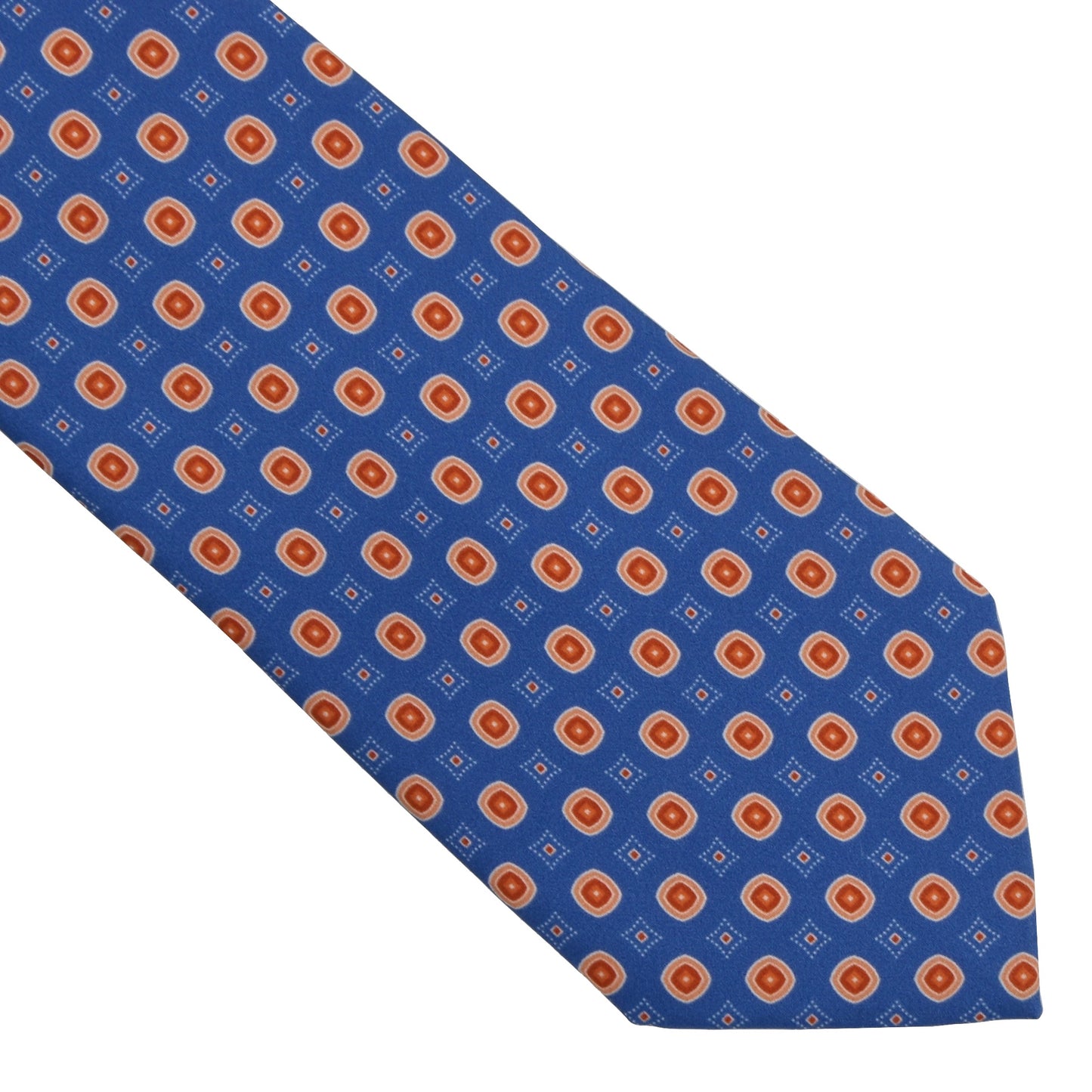 Brioni Printed Silk Tie - Blue & Orange