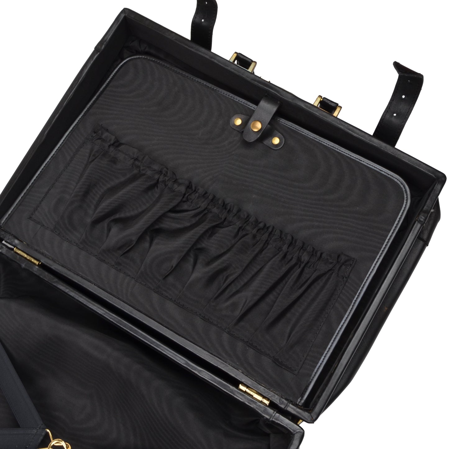 Crown's Club Kleiner Handgepäckkoffer aus Leder – Schwarz