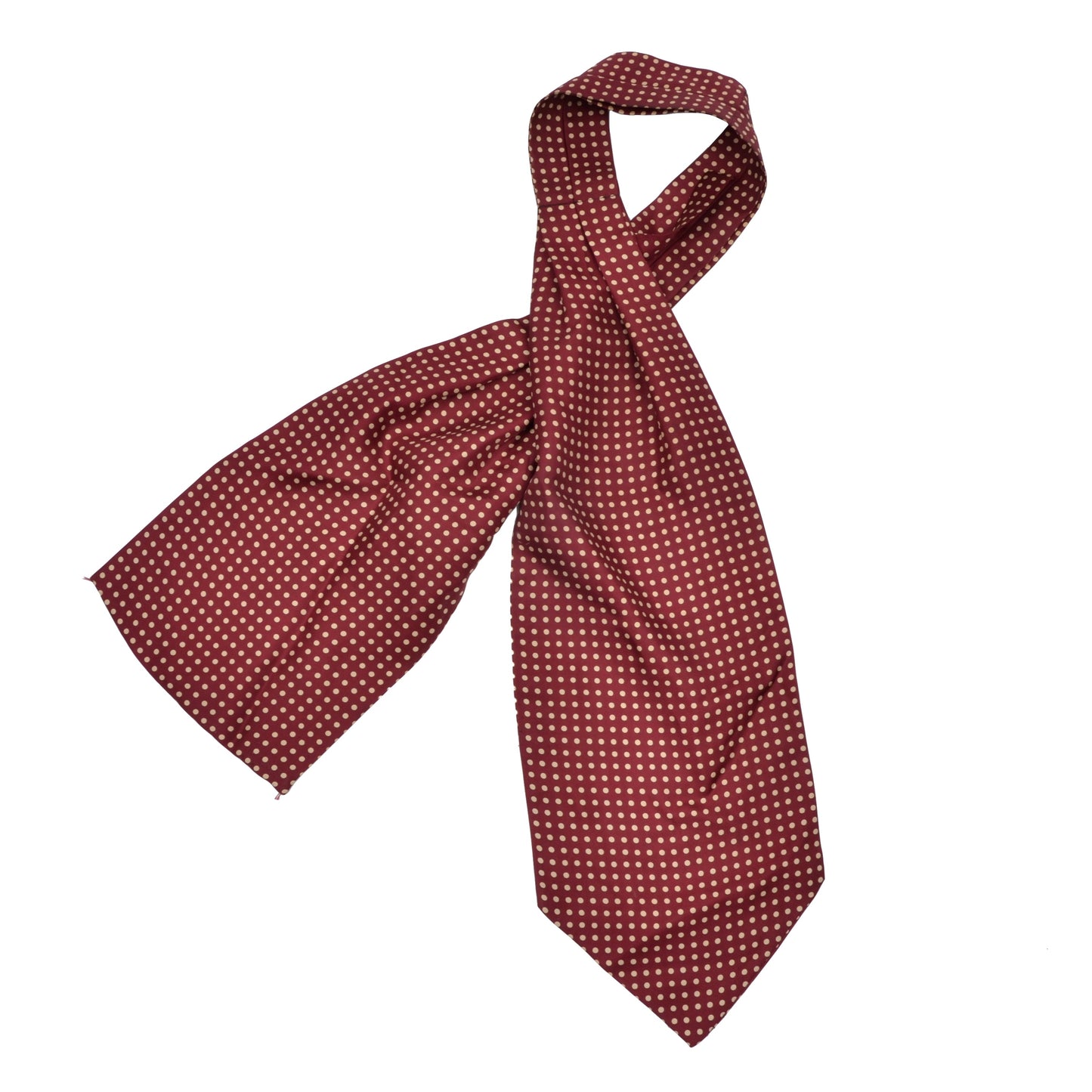 Silk Ascot/Cravatte Tie - Burgundy Polka Dot