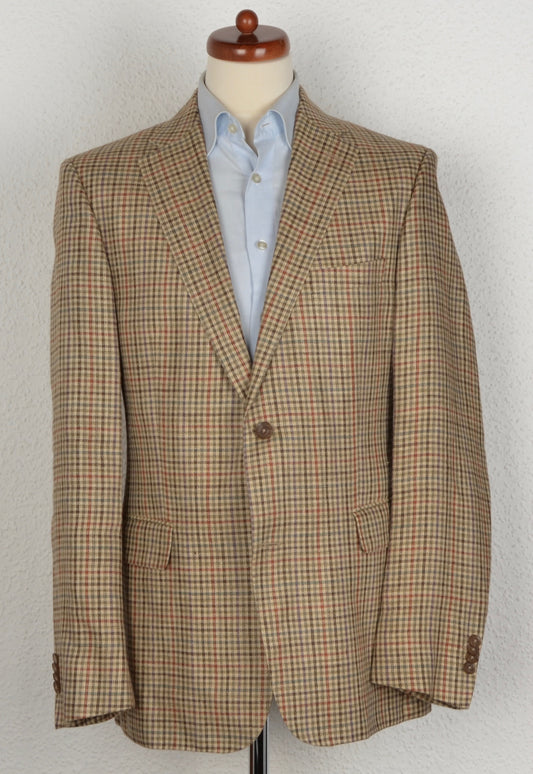 Recent DAKS London Silk Linen Jacket Size 54/44 - Plaid