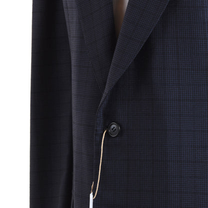 Brioni Loira Peak Revers Jacke Größe 56 L - Navy Plaid