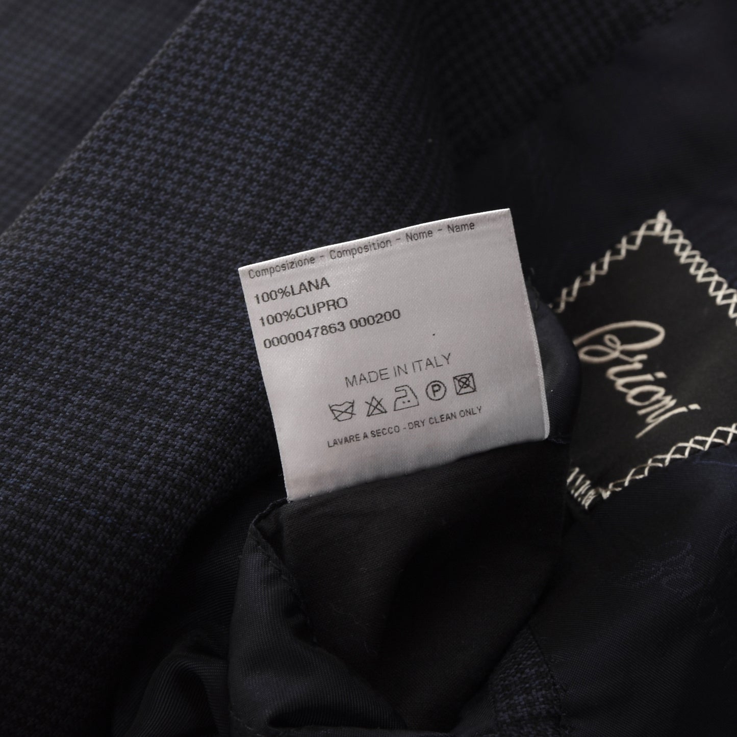 Brioni Loira Peak Revers Jacke Größe 56 L - Navy Plaid