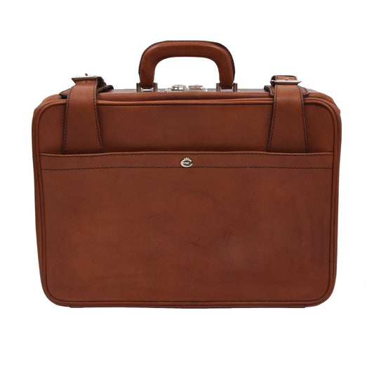 Creation Esquire Leather Carry-On Small Suitcase - Cognac Brown