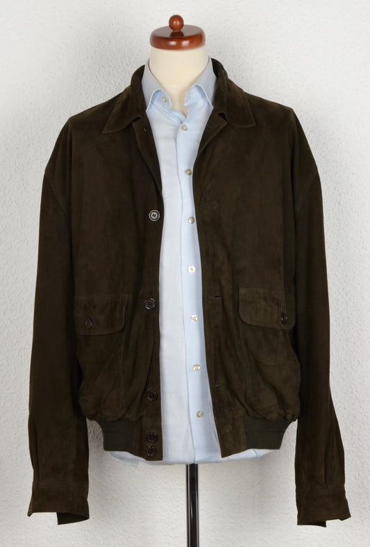 Gallotti Suede Jacket Size 56 - Olive Brown