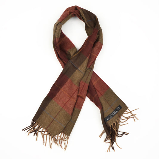 Plaid Cashmere Scarf - Burgundy & Green