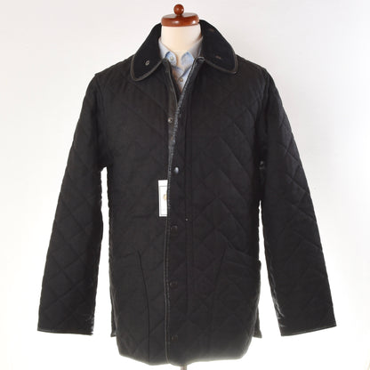 Barbour Wool Covert Quilted Jacket Size L - Charcoal