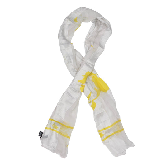 Leonard Paris Silk Dress Scarf - White & Yellow