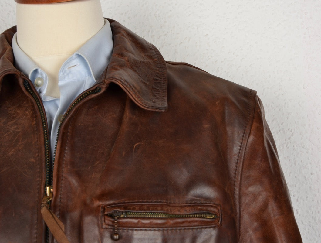 Vintage Aero Leather Front Quarter Horsehide Leather Jacket