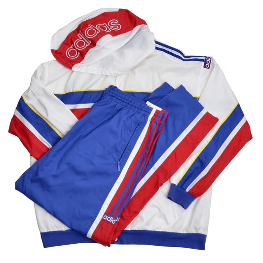 Vintage '90s Adidas Jogging/Warm Up Suit Size D10/XL - Red, White, Blue