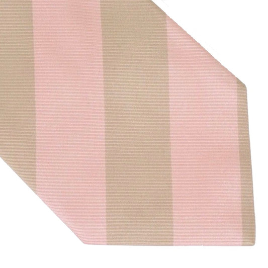 Charvet Gestreifte Seidenkrawatte - Pink &amp; Taupe