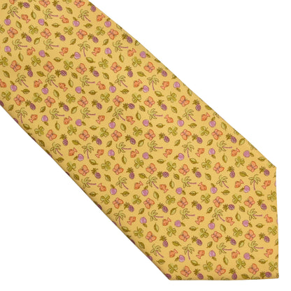 Salvatore Ferragamo Tropical Print Silk Tie - Yellow