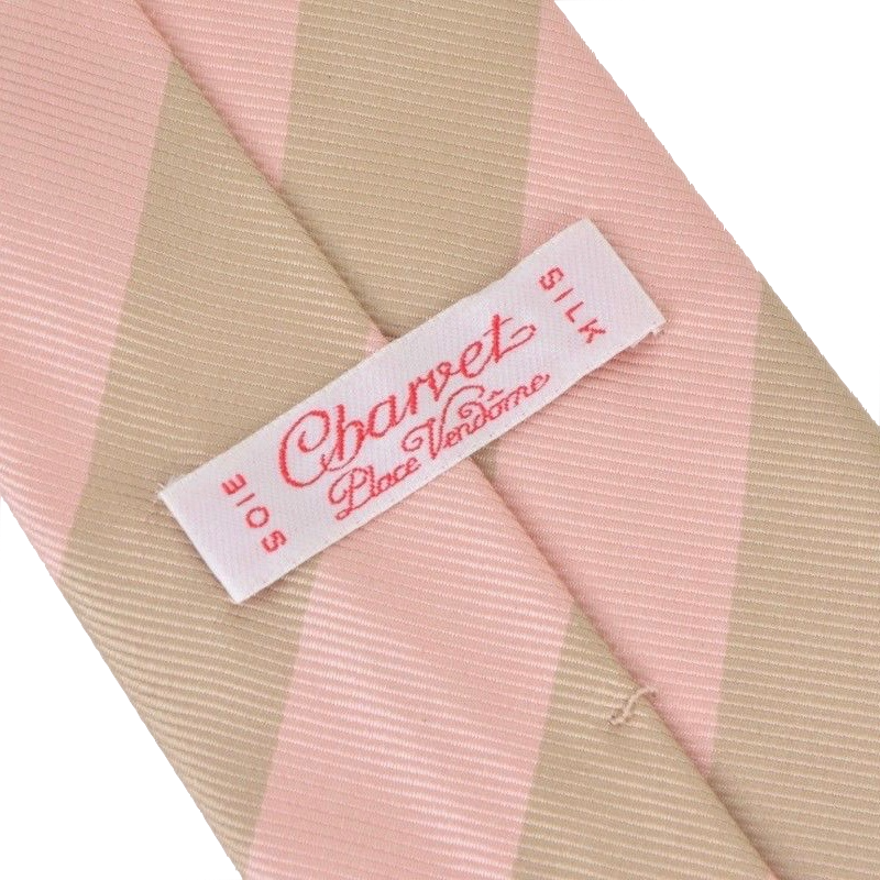 Charvet Gestreifte Seidenkrawatte - Pink &amp; Taupe